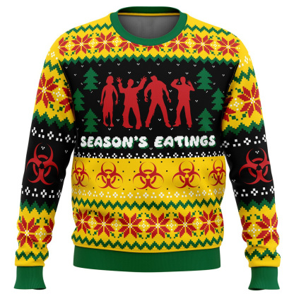 seasons eatings zombie ugly christmas sweater 1 Seasons Eatings Zombie Ugly Christmas Sweater - Image 1