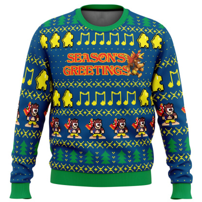 seasons greetings banjo kazooie ugly christmas sweater 1 Seasons Greetings Banjo Kazooie Ugly Christmas Sweater - Image 1