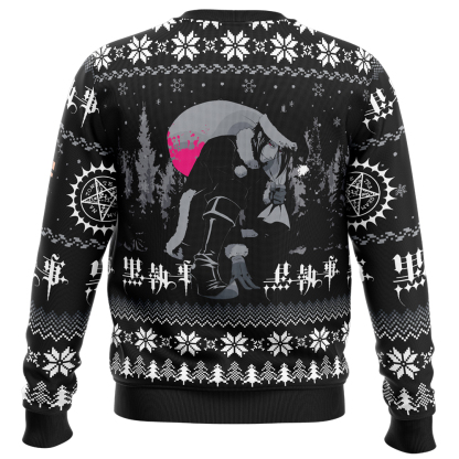 sebastian black black butler ugly christmas sweater 2 Sebastian Black Black Butler Ugly Christmas Sweater - Image 2