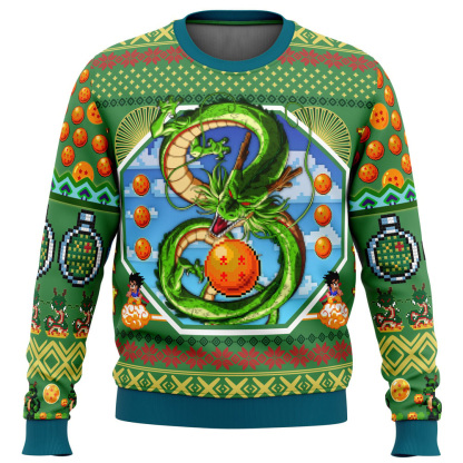 shenron dbz ugly christmas sweater 1 Shenron Dbz Ugly Christmas Sweater - Image 1
