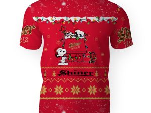 Shiner Bock American Merry Christmas, Snoopy House Cute Fan Gift-3D Unisex T-Shirt - Image 1
