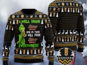 Shiner Bock Will Drink Everywhere Ugly Christmas Sweater - Image 1