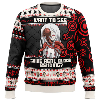 shiro blood bending deadman wonderland ugly christmas sweater 1 Shiro Blood Bending Deadman Wonderland Ugly Christmas Sweater - Image 1