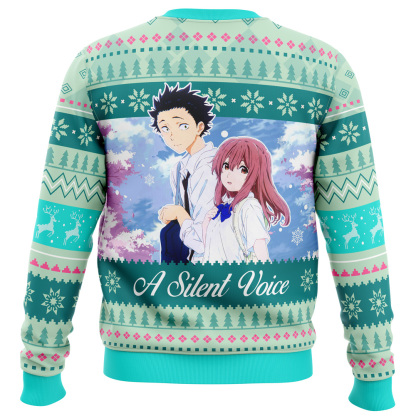 shouko and shouya a silent voice ugly christmas sweater 2 Shouko And Shouya A Silent Voice Ugly Christmas Sweater - Image 2