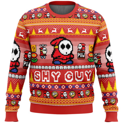 shy guy mario bros ugly christmas sweater 1 Shy Guy Mario Bros Ugly Christmas Sweater - Image 1
