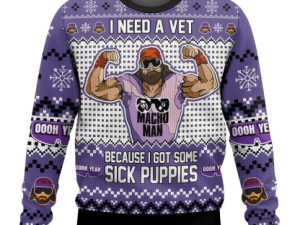Sick Puppies Macho Man Ugly Christmas Sweater - Image 1