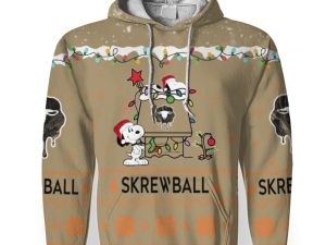 Skrewball American Merry Christmas, Snoopy House Cute Fan Gift-3D Unisex Hoodie - Image 1