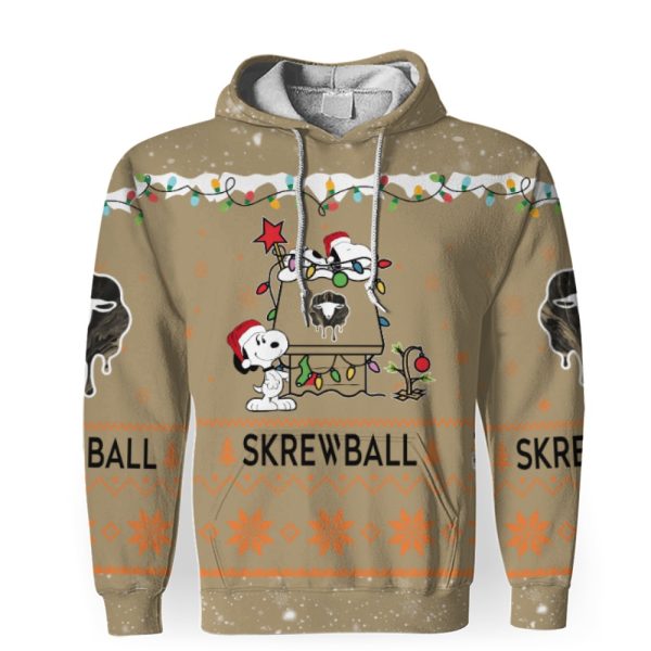 Skrewball American Merry Christmas, Snoopy House Cute Fan Gift-3D Unisex Hoodie - Image 1