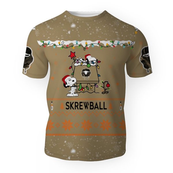 Skrewball American Merry Christmas, Snoopy House Cute Fan Gift-3D Unisex T-Shirt - Image 1