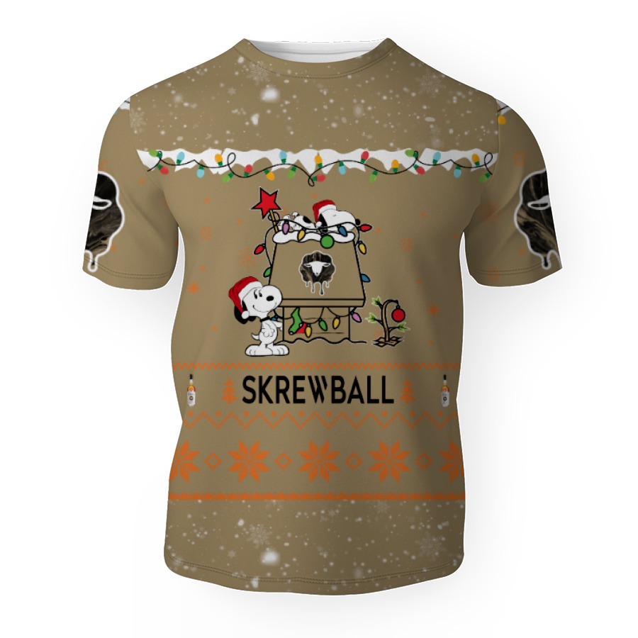 skrewball american merry christmas snoopy house cute fan gift 3d unisex t shirt 1 Skrewball American Merry Christmas, Snoopy House Cute Fan Gift-3D Unisex T-Shirt - Image 1