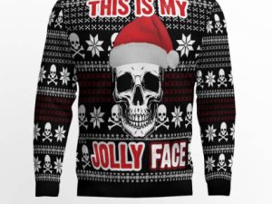 Skull Jolly Face Ugly Christmas Sweater - Image 1