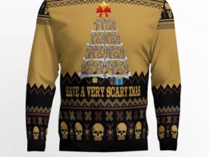 Skull Very Scary Xmas Ugly Christmas Sweater - Image 1