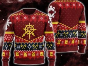 Slay Bells Ring Khorne Chaos Iconic Ugly Christmas Sweater - Image 1