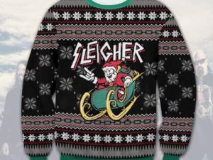 Slayer And Rocker Santa Ugly Christmas Sweater - Image 1