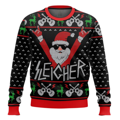 sleigher santa ugly christmas sweater 1 Sleigher Santa Ugly Christmas Sweater - Image 1