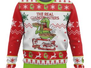 Slimer The Real Ghostbusters Ugly Christmas Sweater - Image 1