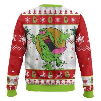 slimer the real ghostbusters ugly christmas sweater 2 Slimer The Real Ghostbusters Ugly Christmas Sweater - Image 2