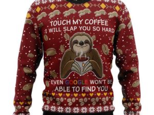 Sloth Coffee Ugly Christmas Sweater Holiday Gift - Image 1
