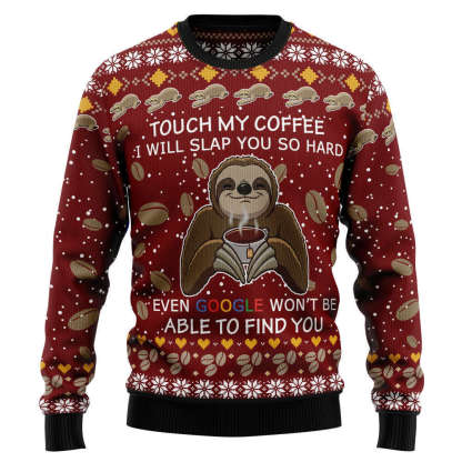 sloth coffee ugly christmas sweater holiday gift 1 Sloth Coffee Ugly Christmas Sweater Holiday Gift - Image 1