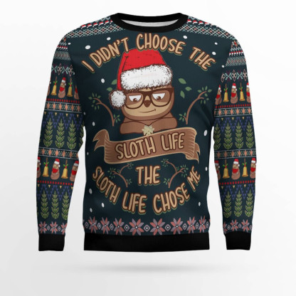 sloth life ugly christmas sweater 1 Sloth Life Ugly Christmas Sweater - Image 1