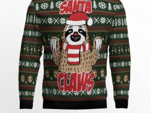 Sloth Santa Claws Ugly Christmas Sweater - Image 1