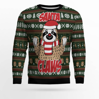 sloth santa claws ugly christmas sweater 1 Sloth Santa Claws Ugly Christmas Sweater - Image 1