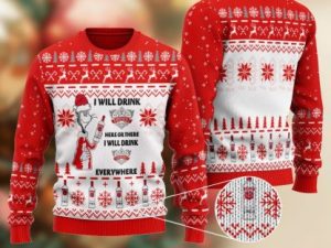 Smirnoff Cat Hat Will Drink Everywhere Ugly Christmas Sweater - Image 1