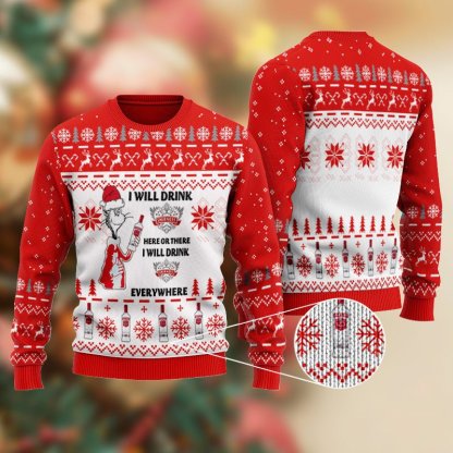 smirnoff cat hat will drink everywhere ugly christmas sweater 1 Smirnoff Cat Hat Will Drink Everywhere Ugly Christmas Sweater - Image 1