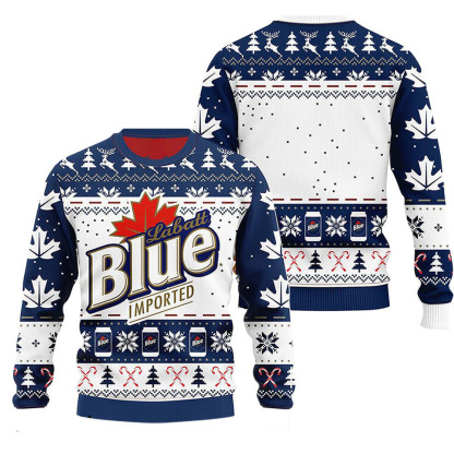 snowflakes labatt blue ugly christmas sweater holiday gift 1 Snowflakes Labatt Blue Ugly Christmas Sweater Holiday Gift - Image 1