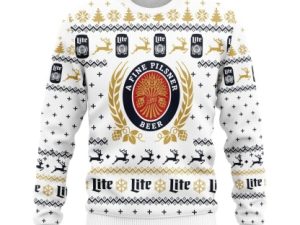 Snowflakes Miller Lite Ugly Christmas Sweater Holiday Gift - Image 1