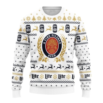 snowflakes miller lite ugly christmas sweater holiday gift 1 Snowflakes Miller Lite Ugly Christmas Sweater Holiday Gift - Image 1