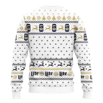 snowflakes miller lite ugly christmas sweater holiday gift 2 Snowflakes Miller Lite Ugly Christmas Sweater Holiday Gift - Image 2