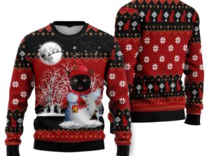 Snowman Cat Ugly Christmas Sweater - Image 1