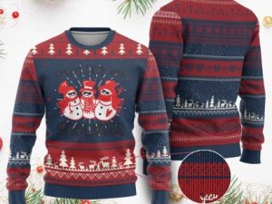 Snowman Ugly Christmas Sweater Chillin With My Snowmies Ugly Gift - Image 1