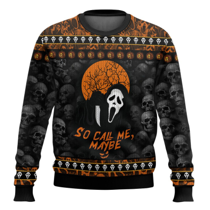 so call me may be scream horror ugly christmas sweater 1 So Call Me May Be Scream Horror Ugly Christmas Sweater - Image 1
