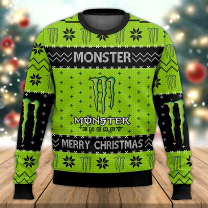 soda monster energy drinks ugly christmas sweater 1 Soda Monster Energy Drinks Ugly Christmas Sweater - Image 1