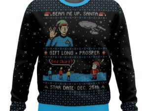St Beam Up Santa Ugly Christmas Sweater - Image 1