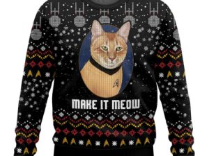 St The Cat Make It Meow Ugly Christmas Sweater - Image 1