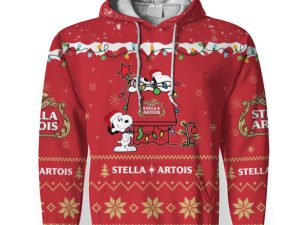 Stella Artois American Merry Christmas, Snoopy House Cute Fan Gift-3D Unisex Hoodie - Image 1