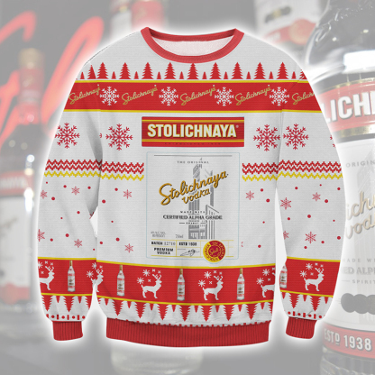 stolichnaya vodka ugly christmas sweater 1 Stolichnaya Vodka Ugly Christmas Sweater - Image 1
