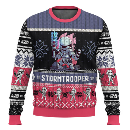stormtrooper cosmic battles ugly christmas sweater 1 Stormtrooper Cosmic Battles Ugly Christmas Sweater - Image 1