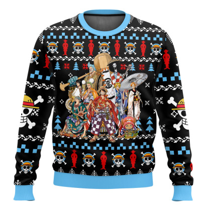 straw hat pirates one piece ugly christmas sweater 1 Straw Hat Pirates One Piece Ugly Christmas Sweater - Image 1