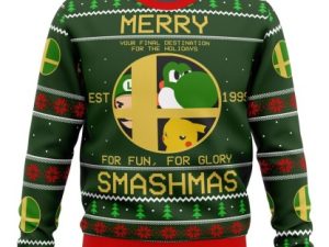 Super Smash Bros Merry Smashmas Ugly Christmas Sweater - Image 1