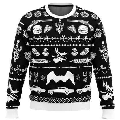 supernatural symbol ugly christmas sweater 1 Supernatural Symbol Ugly Christmas Sweater - Image 1