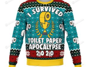 Survived Toilet Paper Apocalypse 2020 Knitted Ugly Christmas Sweater - Image 1
