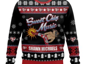 Sweet Chin Music Shawn Michaels Ugly Christmas Sweater - Image 1