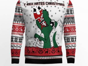 T Rex Hates Ugly Christmas Sweater - Image 1