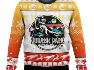 T Rex Jurassic Parkworld Ugly Christmas Sweater - Image 1