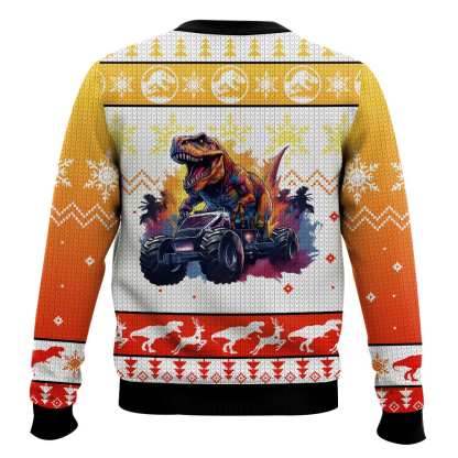 t rex jurassic parkworld ugly christmas sweater 2 T Rex Jurassic Parkworld Ugly Christmas Sweater - Image 2