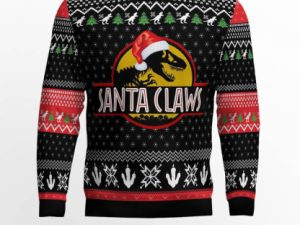 T Rex Santa Claws Ugly Christmas Sweater - Image 1